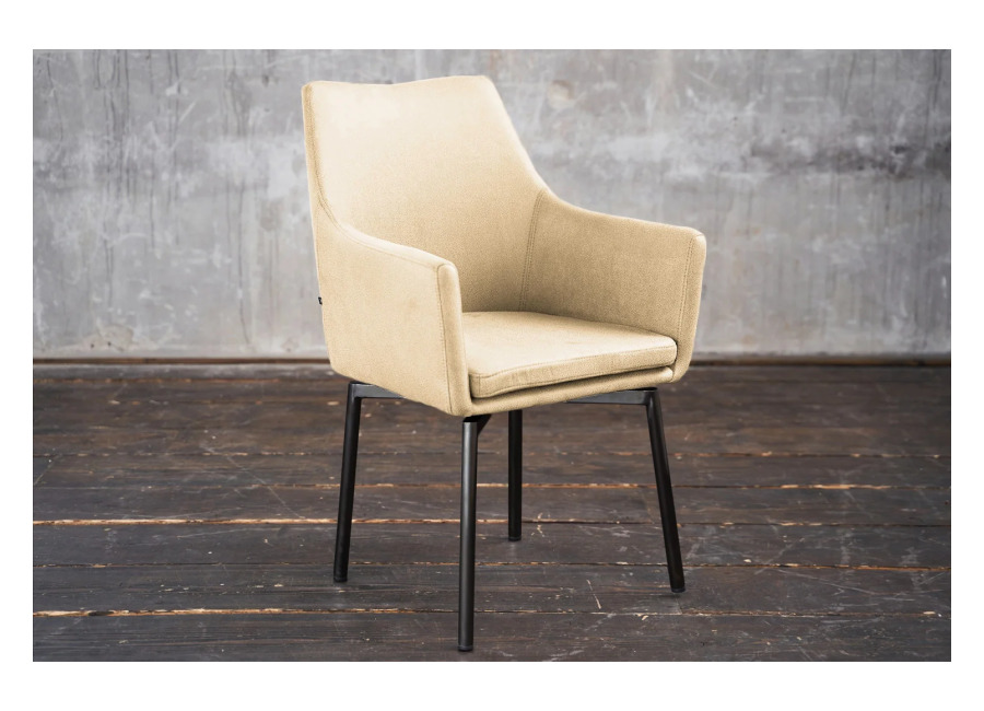 Kawola Silla Cali, silla de comedor de microfibra, pies color crema, negro mate
