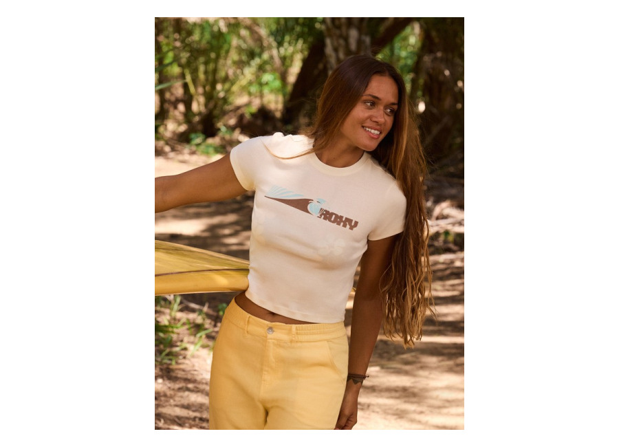 Roxy Beach Love – Camiseta crop Blanco Mujer