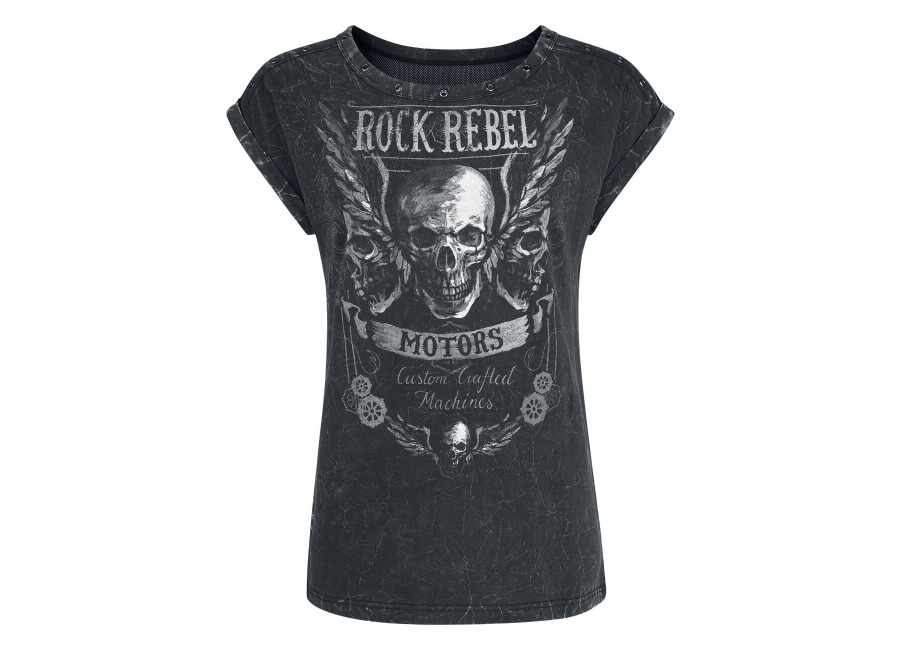 Rock Rebel by EMP Camiseta de Rock Rebel by EMP – Camiseta Original Sinners – S XXL – para Mujer – Gri