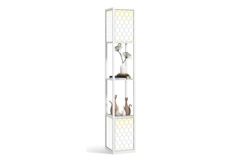 HOMCOM Lámpara de Pie Moderna con Estantes, Lámpara de Pie para Salón Casquillo E27, 40 W,…