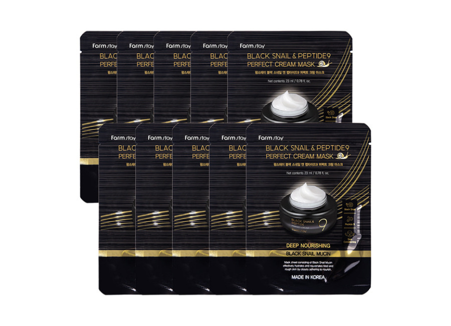 Farm Stay Black Snail & Peptide9 Perfect Cream Mask – 10pieza