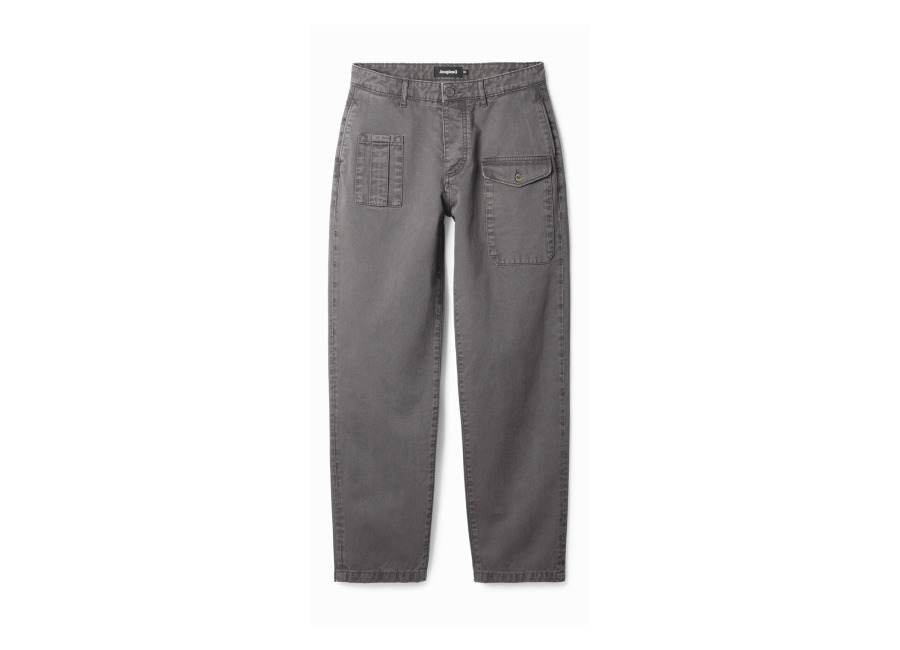 Desigual Pantalón recto cargo, Algodon, Negro, 38
