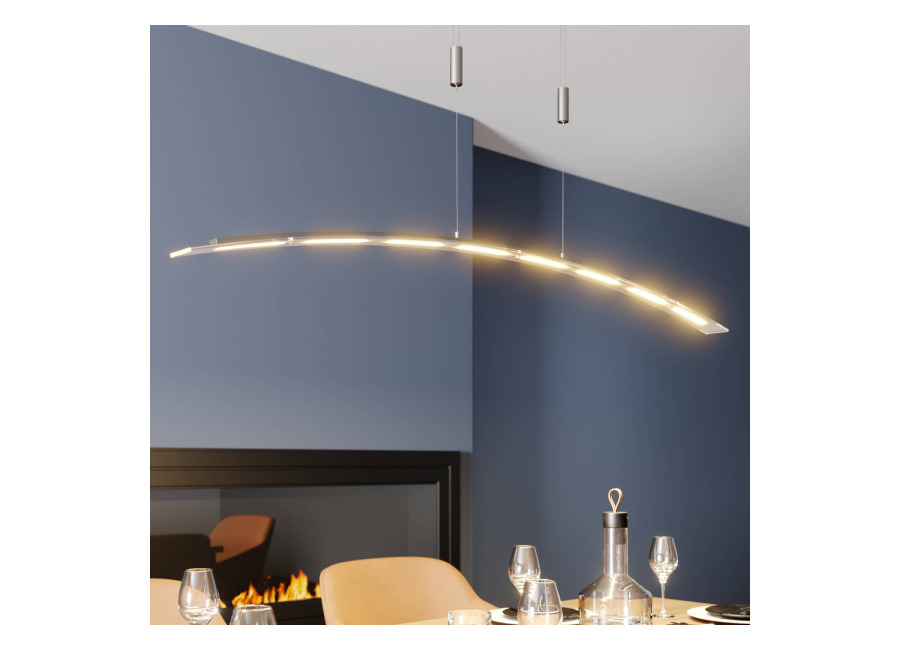 Lindby Lámpara colgante LED Manon, regulable en altura, gris, meta