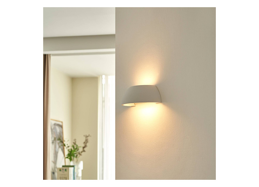 Lindby Aplique de pared Felia de Lindby, blanco, yeso, 24 cm, E14