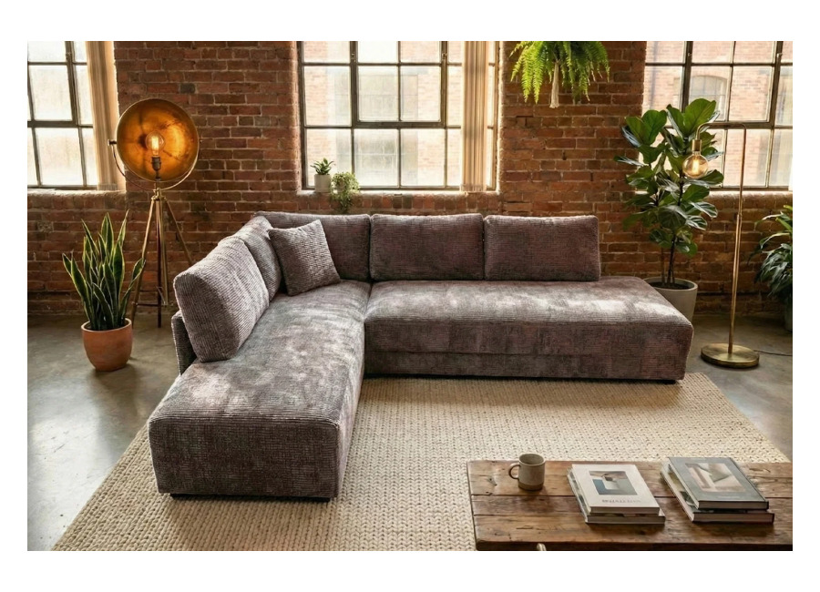 Kawola Sofá cama KAWOLA SADIRA, sofá esquinero de tela color topo