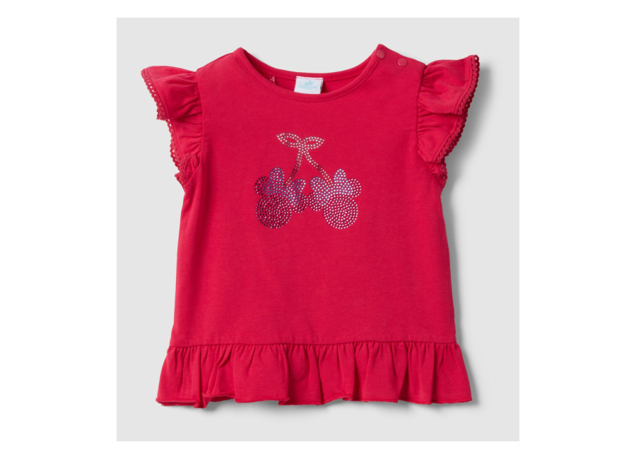 Fagottino Camiseta De Algodón Elástico Roja Para Niña Con Minnie Y Lentejuelas, Niña, Rojo Cereza, Talla: 9-12
