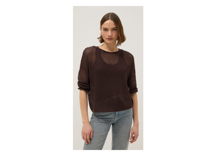 Ovs Jersey Marrón De Ajuste Regular En Mezcla De Viscosa Con Diseño De Punto, Mujer, Marrón oscuro, Talla: 36