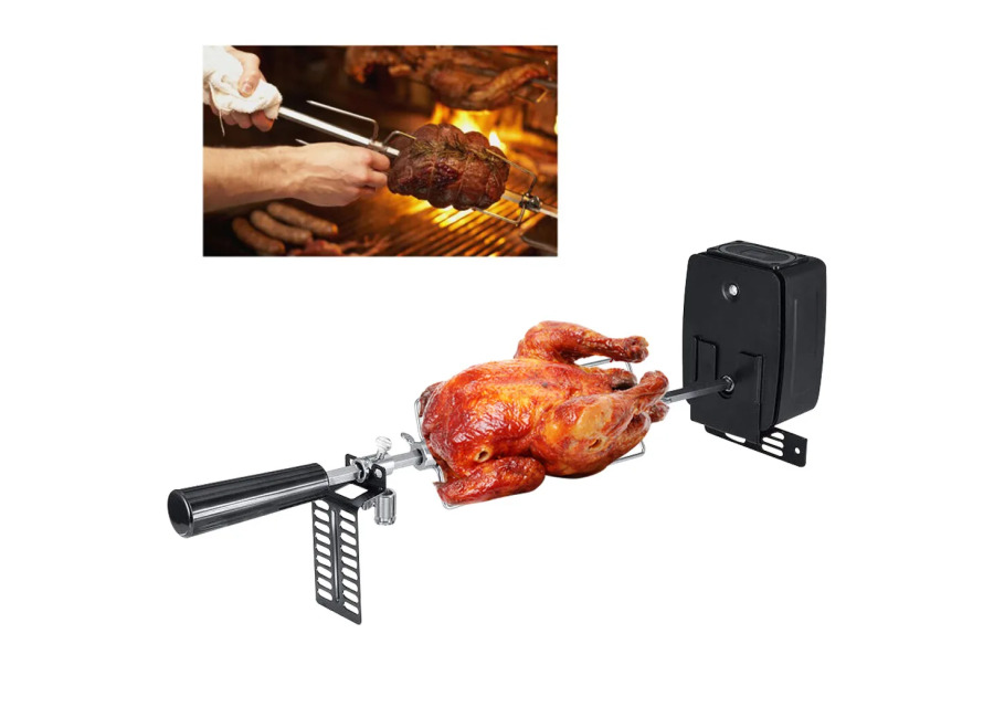 360 ° Asador Eléctrico Giratorio, Asador Motorizado de 2-3 RPM, Parrilla de Acero Inoxidable Resistente