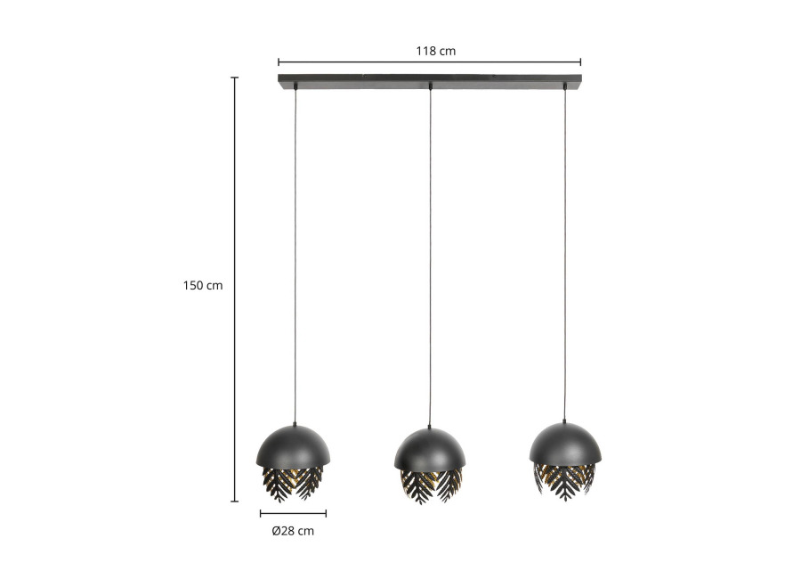 Lucande Aparas lámpara colgante aspecto hoja, 3 luce