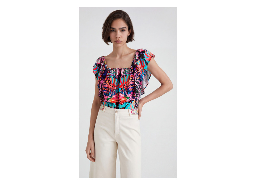 Desigual Body geométrico cuello de barco, Rojo