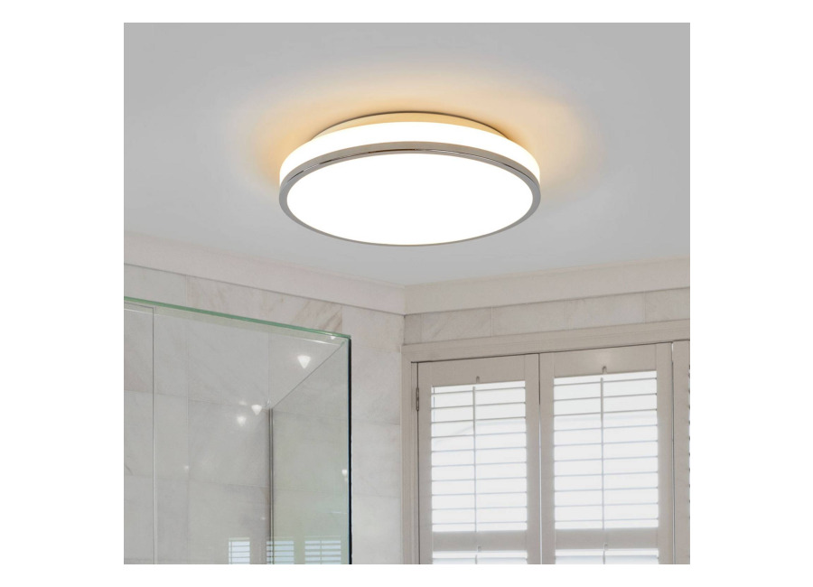 Lindby Plafón LED Lindby Lyss, Ø 34 cm, color cromado, IP44