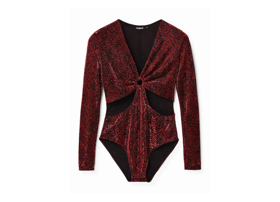 Desigual Body cut-out brillante, Rojo