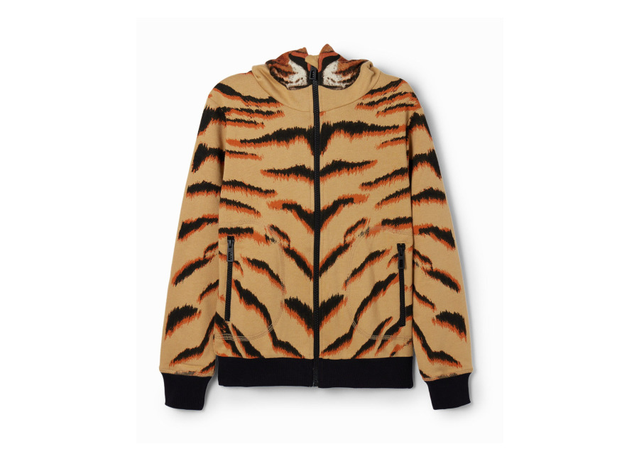 Desigual Sudadera capucha tigre, Algodon, Amarillo, 13/14