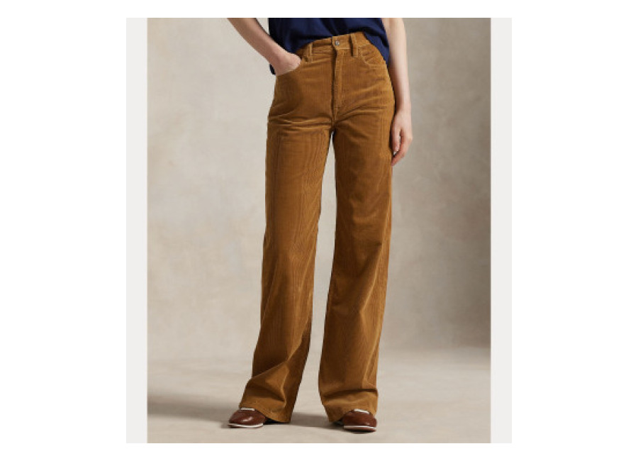 Polo Ralph Lauren para mujer. 211A87463004 Pantalón ancho de pana marrón (44), Casual, Algodón