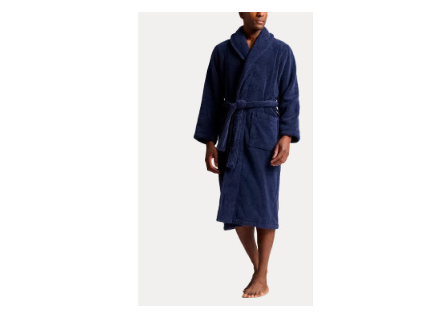 Polo Ralph Lauren para hombre. 714965518002 Bata de rizo de algodón con logotipo marino (L-XL), Homewear