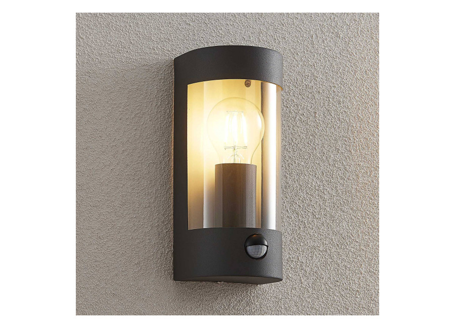 Lindby Aplique para exterior Lindby Junias, 24 cm, antracita, sensor