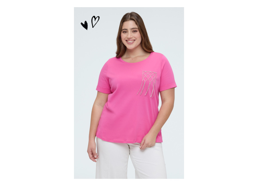 Fiorella Rubino Camiseta de algodón con bolsillo decorado