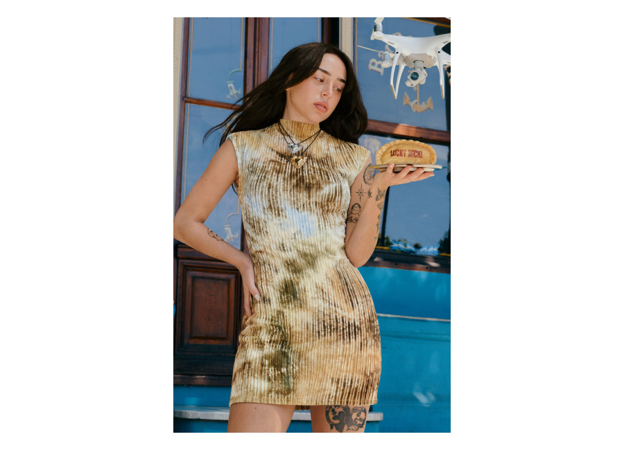 Desigual Vestido textura, Mujer, Poliester, MarróN