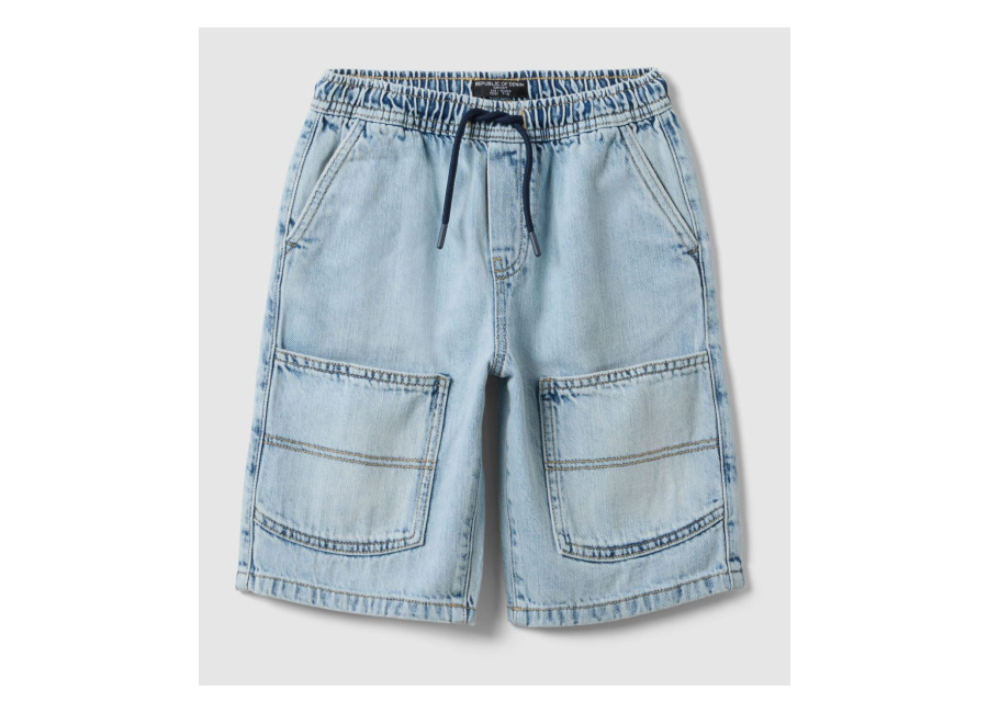 Ovs KIDS Shorts De Niño En Denim De Algodón Puro Azul Claro, Pierna Ancha, Niño, Azul claro, Talla: 3-4