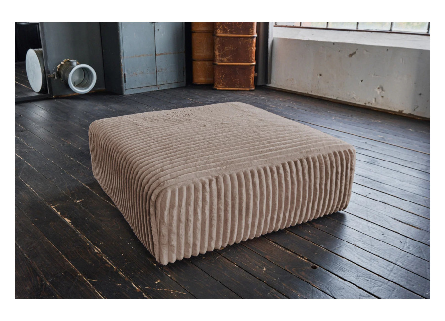 Kawola Puf KAWOLA WIOLO SOFT, elemento de asiento para sofá modular, de pana suave y ancha en color taupe