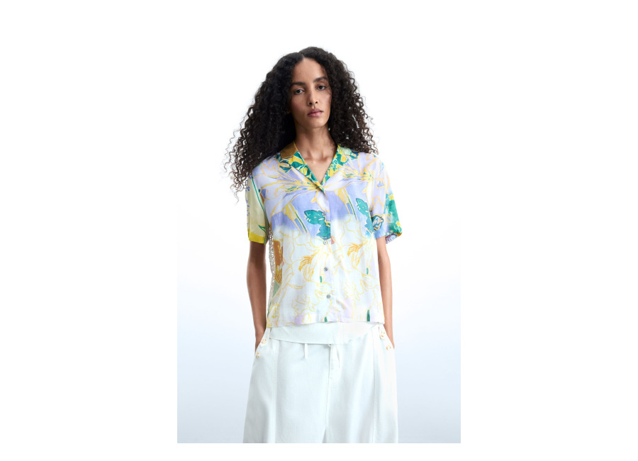 Desigual Camisa estampada manga corta, Mujer