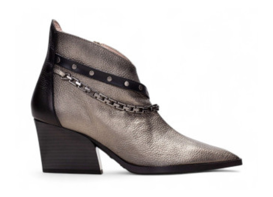 Zapatillas Hispanitas para mujer. Botines de Piel Sidney plateado (41), Plata, 5 a 8cm, Cremallera, Casua