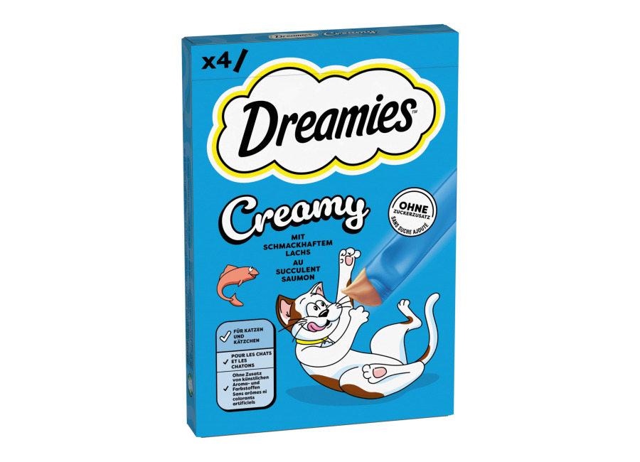 Dreamies Creamy Snacks – Salmón (44 x 10 g) – Pack Ahorro