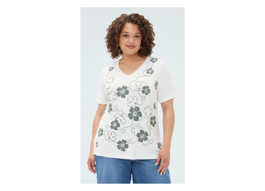 Fiorella Rubino Camiseta de viscosa con estampado floral y bordado