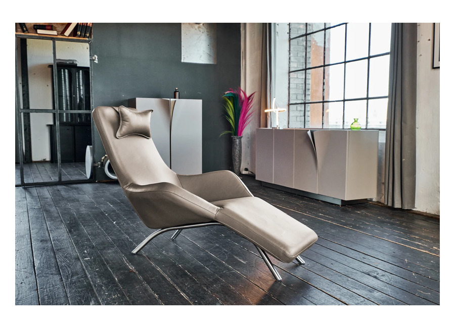Kawola Chaise longue KAWOLA CAVAL, piel gris claro