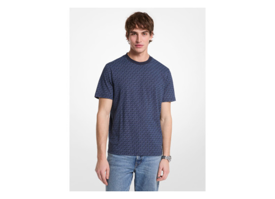 Michael Kors para hombre. Camiseta Logo azul (M), Casual, Algodón, Manga corta