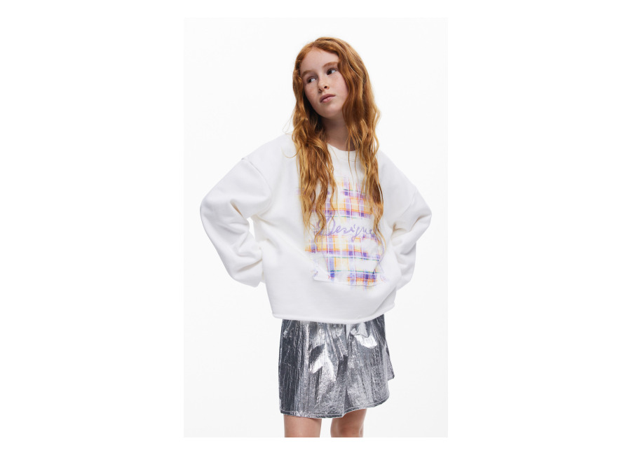 Desigual Sudadera bordado Desigual, NiñOs, Algodon, Blanco, 3/4