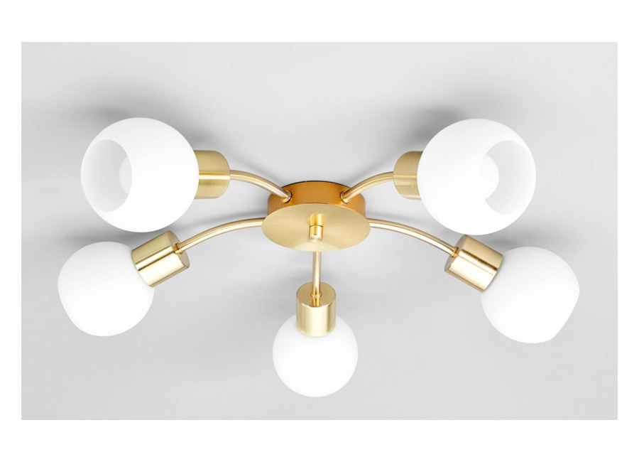 Lindby Lámpara de techo Lindby Elaina, Ø54cm, 5 luces, latón, cristal, E14