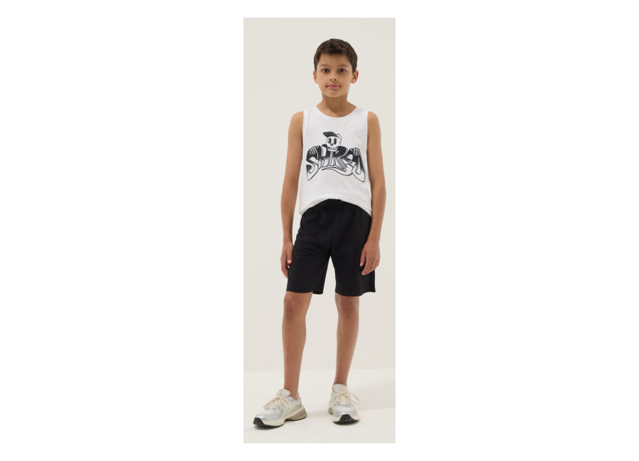 Ovs KIDS Conjunto Blanco Y Negro De Puro Algodón Con Top Y Shorts, Niño, Blanco/negro, Talla: 10-11