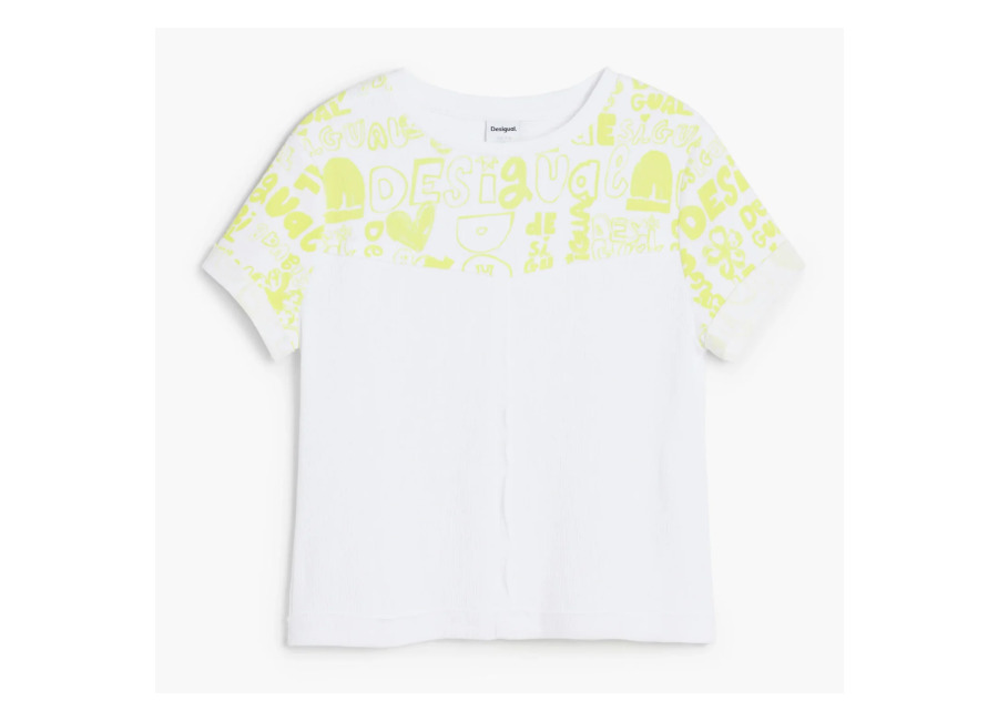 Desigual Camiseta manga corta lettering, Niños, Algodon, Amarillo, 11/12