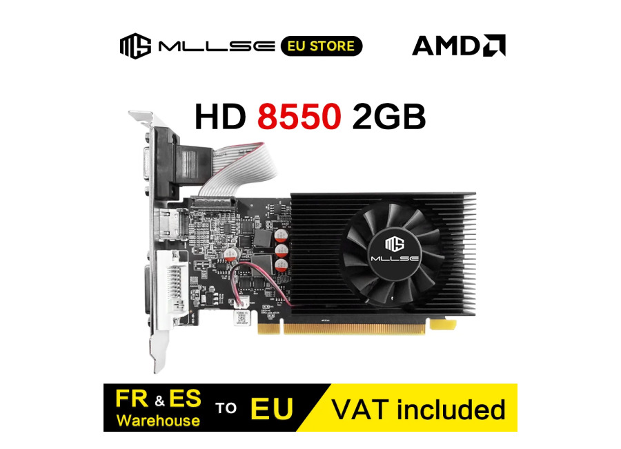 Tarjeta gráfica para juegos MLLSE HD 8550 2GB GDDR3 128Bit para AMD Radeon Game PC HD…