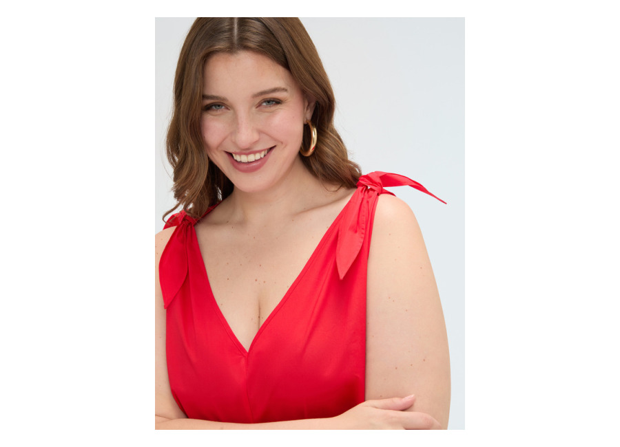 Fiorella Rubino Top de algodón con lazos en los hombro