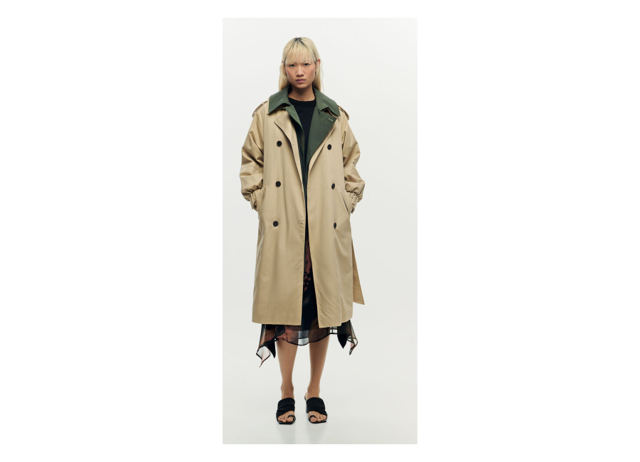 Desigual Gabardina bicolor desmontable, Mujer, MarróN