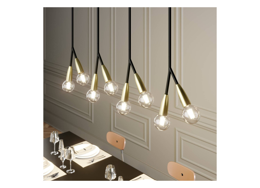 Lucande Carlea colgante 8 luces negro-latón