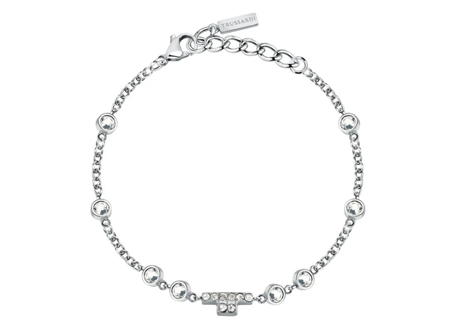 Trussardi Pulsera de acero a juego con cristales T-Logo TJAXC21