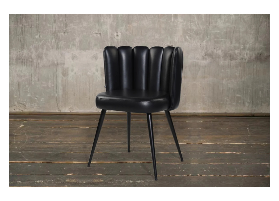 Kawola Silla KAWOLA JADA para comedor, de cuero negro