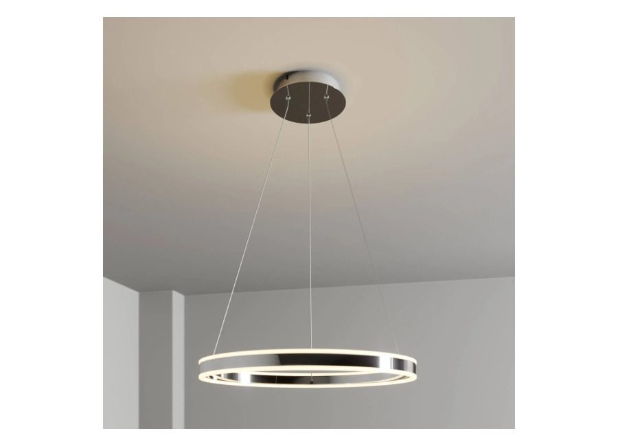 Lucande Lámpara colgante LED Lyani, Ø 60 cm, cromo, atenuable