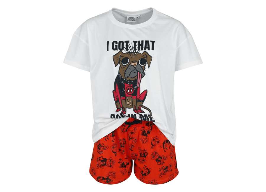 Deadpool Pijama Disney de Deadpool – 3 – Dogpool – I Got That Dog In Me – S XXL – para Mujer – blanco-rojo