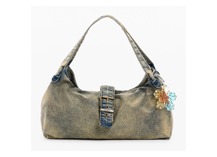 Desigual Bolso denim charm, Mujer, Verde, U
