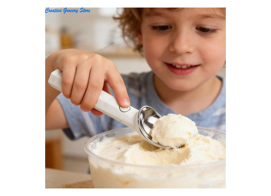 Cuchara eléctrica para helado con calefacción, cuchara portátil de acero inoxidable para calentar, cuchara de acero…
