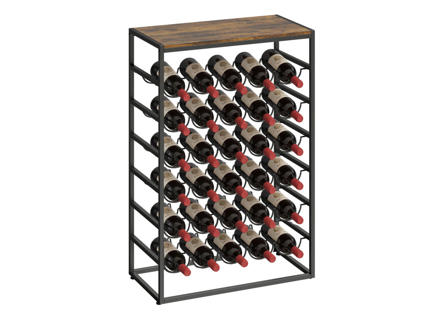 HOMCOM Botellero para 30 Botellas de 6 Niveles con Encimera Marrón Rústico