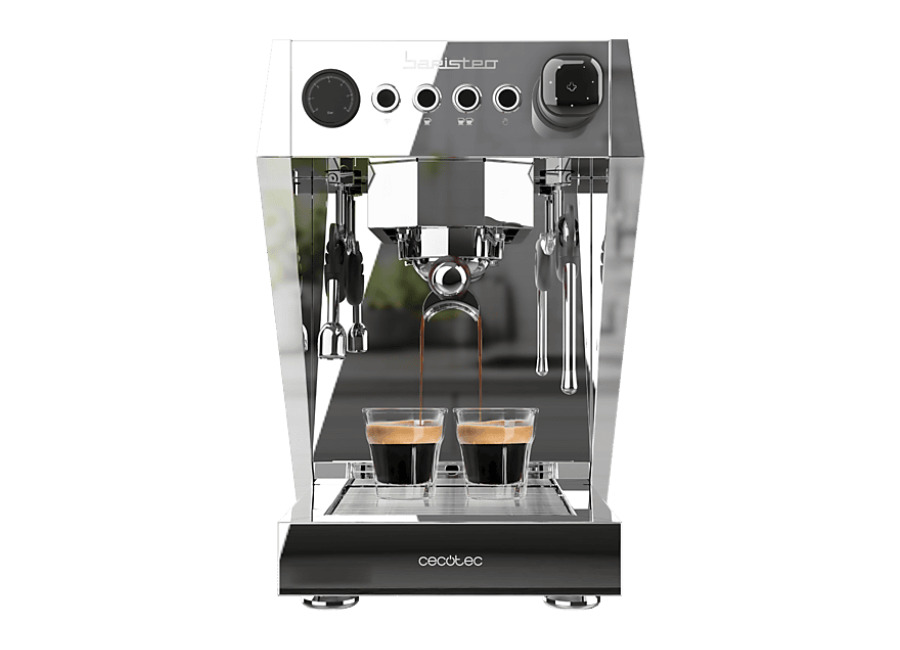 Cecotec Cafetera express – Cecotec Baristeo Brava, 3150 W, 15 bares, Caldera doble, Portafiltro 58 mm, Pre-infusión, Manómetro, Depósito 2,5 L, Platea