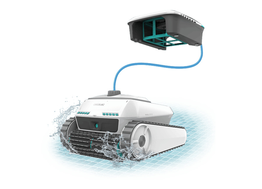 Cecotec Robot LimpiaPiscinas – Cecotec Conga Pooldroid 10000 TotalClean AquaSkater, Fondo/paredes/línea de flotación/superficie, App y mando, 4 motore