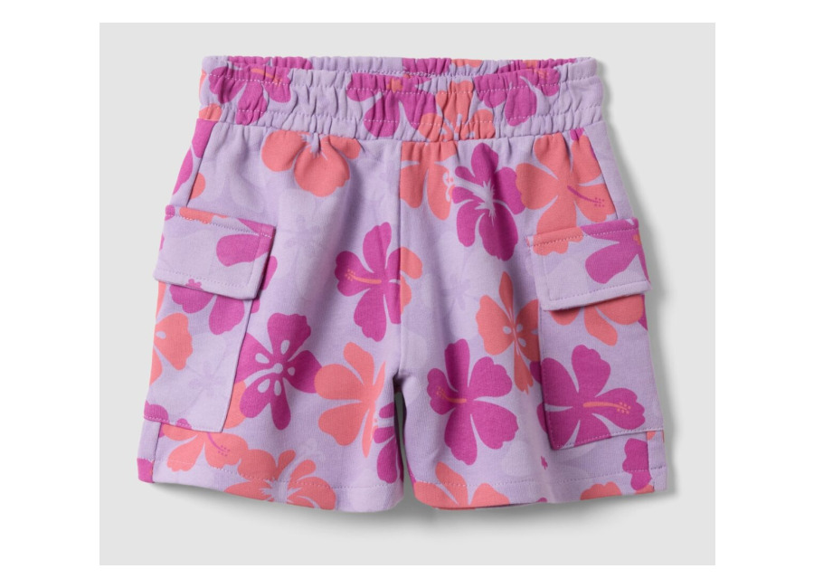 Ovs KIDS Short Rosa De Algodón Puro Con Estampado Floral Para Niña, Corte Regular, Niña, Morado, Talla: 4-5