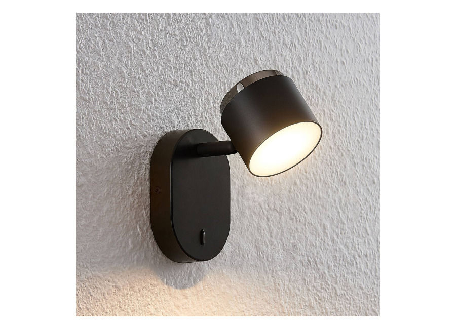 Lindby Marrie foco LED con interruptor, negro