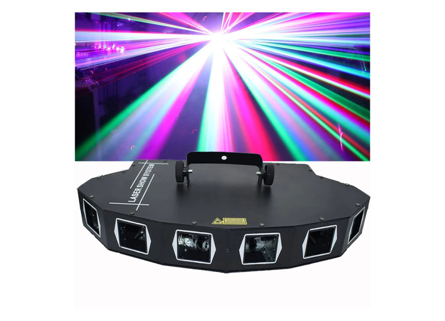 6 lentes RGB a todo Color DMX512 línea de escaneo láser proyector de luz de escenario…
